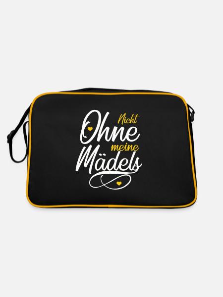 Freundinnen nicht ohne meine Mädels - Geschenk - Retro Tasche - Schwarz/Gold - Hinten