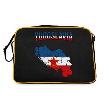Bundesrepublik Jugoslawien Länderumriss Geschenk - Retro Tasche - Schwarz/Gold - Hinten