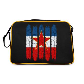 Trendy Jugoslawien Cool Nationalfarben Geschenk - Retro Tasche - Schwarz/Gold - Hinten