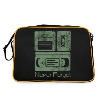 Never Forget Funny Floppy Disk VHS TAPE 80er 90er - Retro Tasche - Schwarz/Gold - Hinten