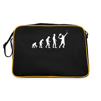 Tennis Evolution Tennistrainer Spruch Geschenk - Retro Tasche - Schwarz/Gold - Hinten