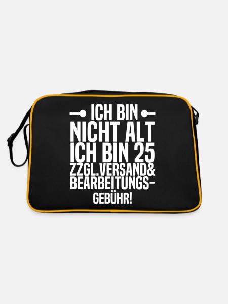 25.Geburtstag - Retro Tasche - Schwarz/Gold - Hinten