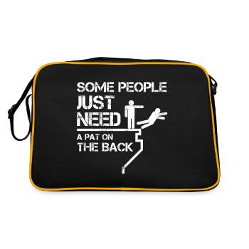 Sarkasmus - Menschen brauchen Klaps auf den Rücken - Retro Tasche - Schwarz/Gold - Hinten