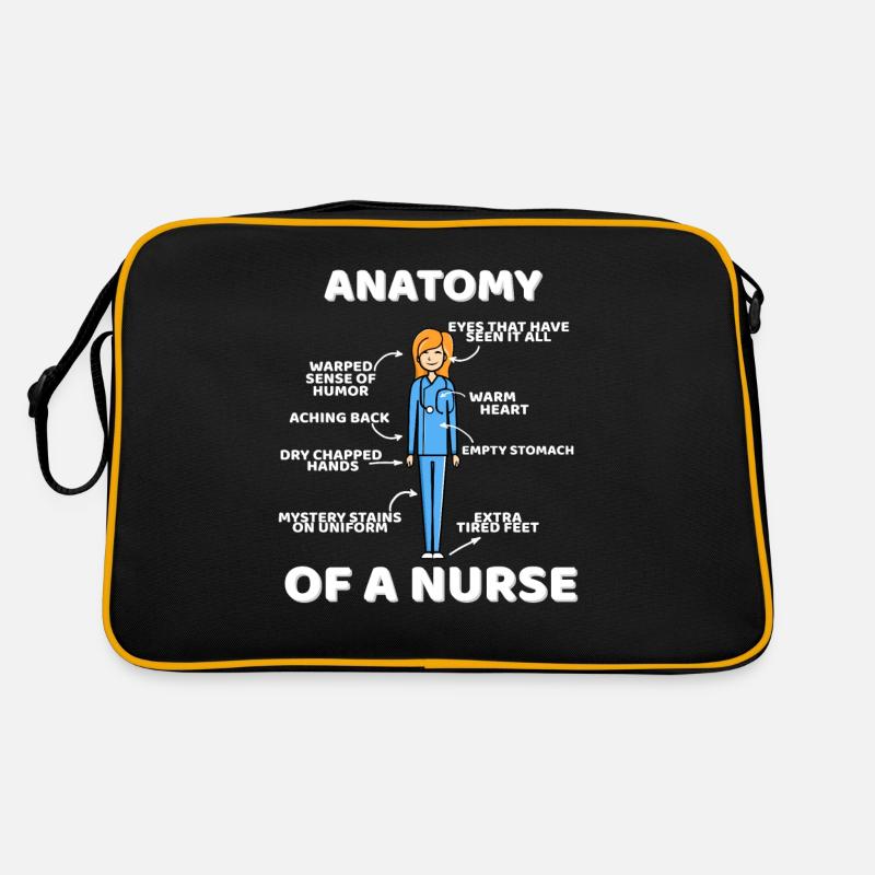 Anatomie drôle d'une infirmière - Sac Retro - noir/or