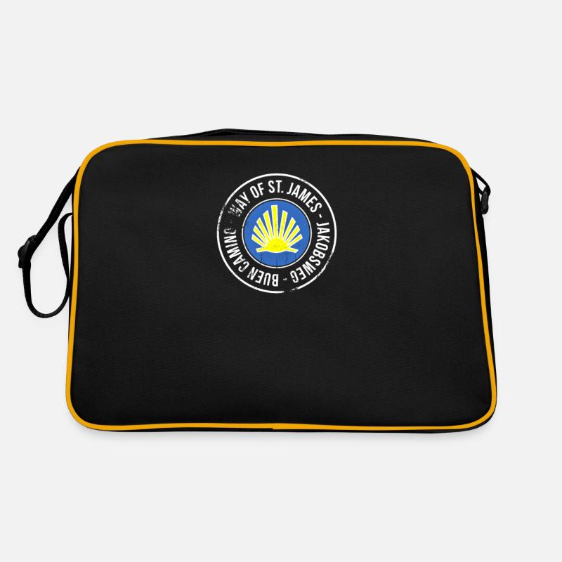 Pilger auf dem Jakobsweg. Retro Tasche
