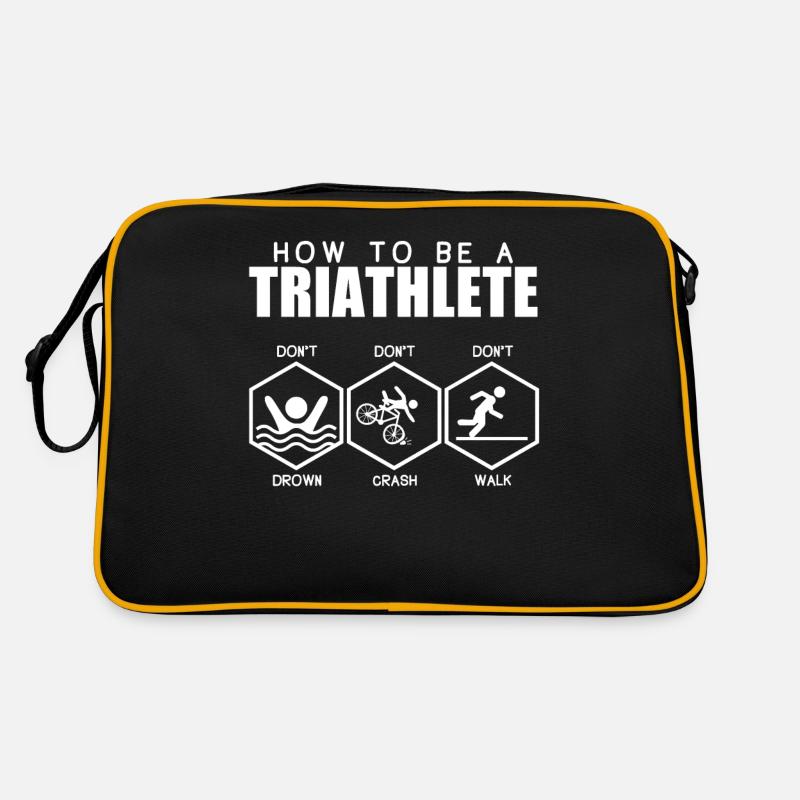 Triathlon Mehrkampf Lustige Sprüche Cool Geschenk - Retro Tasche - Schwarz/Gold