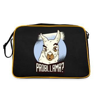 Lama Problem Lustig No Probllama Geschenk Geek Süß - Retro Tasche - Schwarz/Gold - Hinten