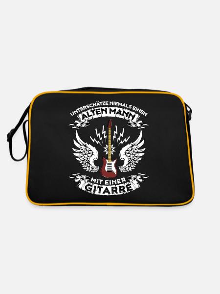 Unterschätze niemals einen alten Mann mit Gitarre - Retro Tasche - Schwarz/Gold