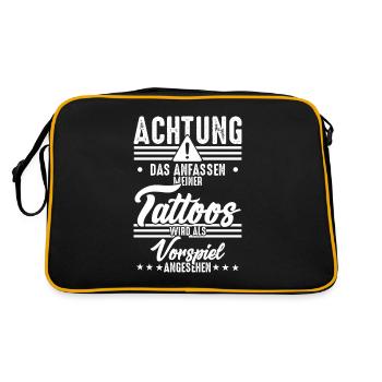 Anfassen der Tattoos wird als Vorspiel angesehen - Retro Tasche - Schwarz/Gold - Hinten