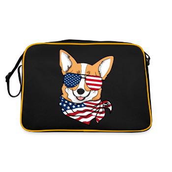 4 juillet Fête de l'indépendance États-Unis Amérique Corgi Dog - Sac Retro - noir/or - Dos