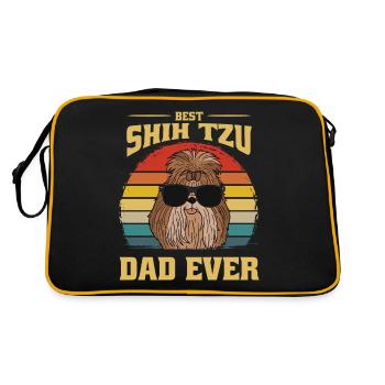 Bester Shih Tzu Hund Vater Papa Dad Ever Geschenk - Retro Tasche - Schwarz/Gold - Hinten