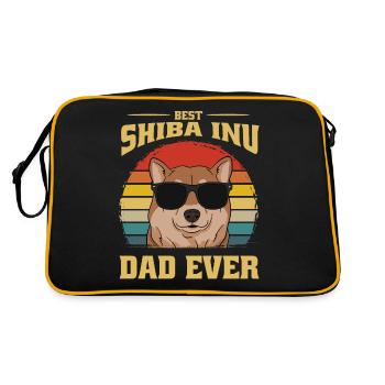 Bester Shiba Inu Hund Vater Papa Dad Geschenk - Retro Tasche - Schwarz/Gold - Hinten