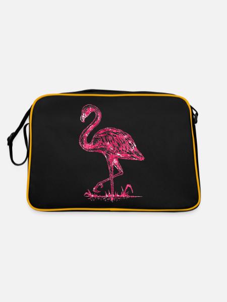 Flamingo - Retro Tasche - Schwarz/Gold