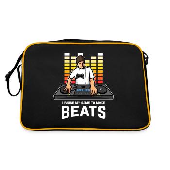 DJ Gamer Geschenk Deejay Discjockey Beatmaker - Retro Tasche - Schwarz/Gold - Hinten