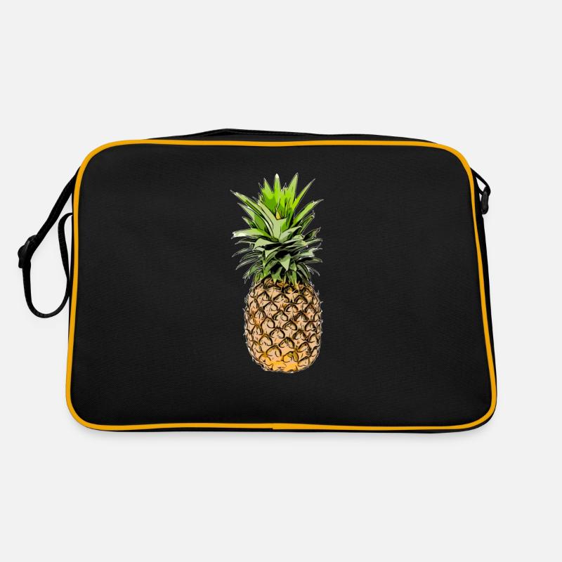 Ananas - Retro Tasche - Schwarz/Gold