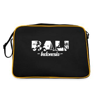Cadeau de lettrage Bali Indonesia Cool Surfer - Sac Retro - noir/or - Dos