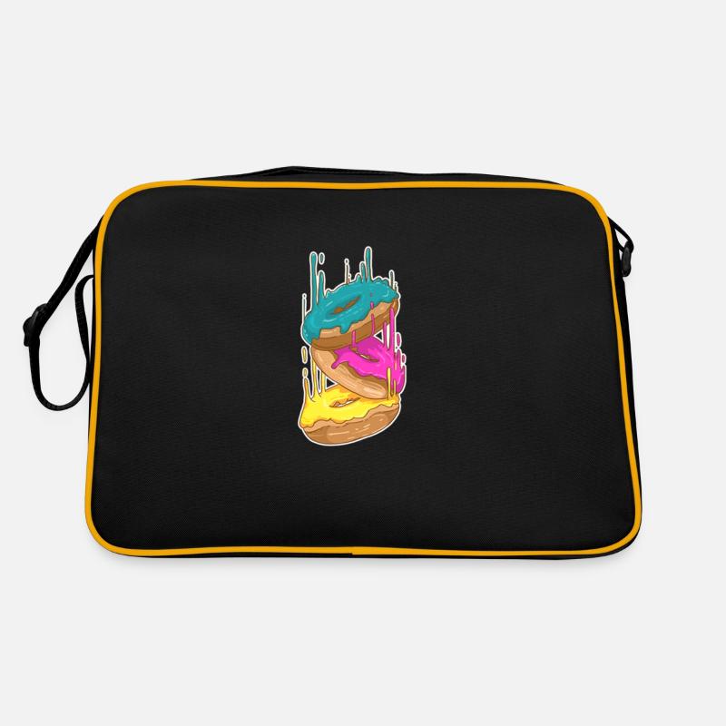 Retro vintage abstraktes grunge Style Donuts - Retro Tasche - Schwarz/Gold