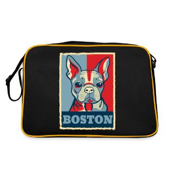 Boston Terrier Hund Retro Vintage Obama Geschenk - Retro Tasche - Schwarz/Gold - Hinten