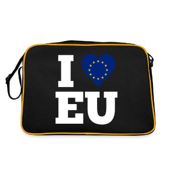 Ich Liebe Die EU Europa Flagge Liebe Herz Geschenk - Retro Tasche - Schwarz/Gold - Hinten