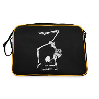 Skelett turnen wie aus dem Unterricht Geschenkidee - Retro Tasche - Schwarz/Gold - Hinten