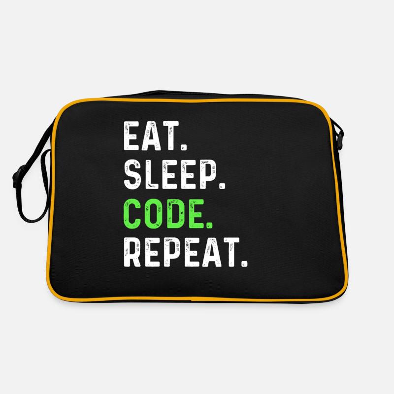 Eat sleep coding repeat - Retro Tasche - Schwarz/Gold