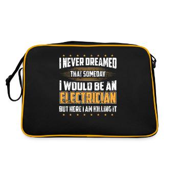 Ich Hätte Nie Gedacht Das Ich Elektriker Werde - Retro Tasche - Schwarz/Gold - Hinten