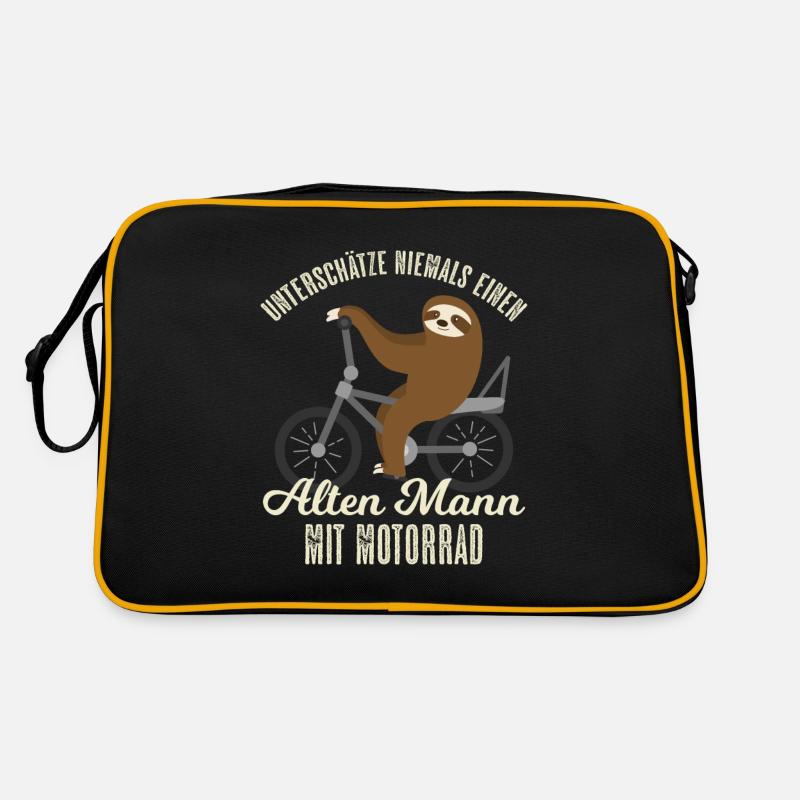 Alter Mann Motorrad Biker Faultier Vater Geschenk Retro Tasche