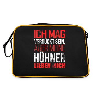 Funny Funny Saying Chicken Chicken Chicken Gockel - Retro Bag - black/gold - Back