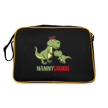 Nanny saurus Kindermädchen Tagesmutter Geschenk - Retro Tasche - Schwarz/Gold - Hinten
