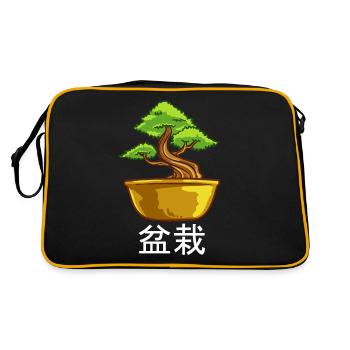 Bonsai tree plants Japan tree cut gift - Retro Bag - black/gold - Back