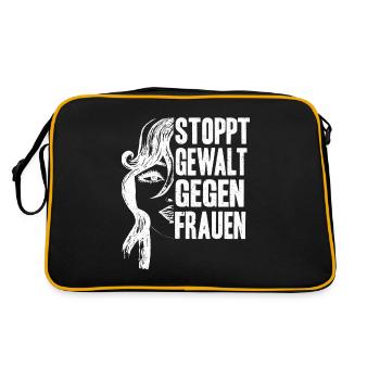 Stoppt Gewalt gegen Frauen - Retro Tasche - Schwarz/Gold - Hinten