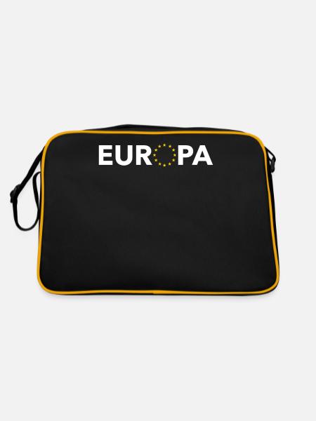 Europa mit Sternen - Retro Tasche - Schwarz/Gold - Hinten