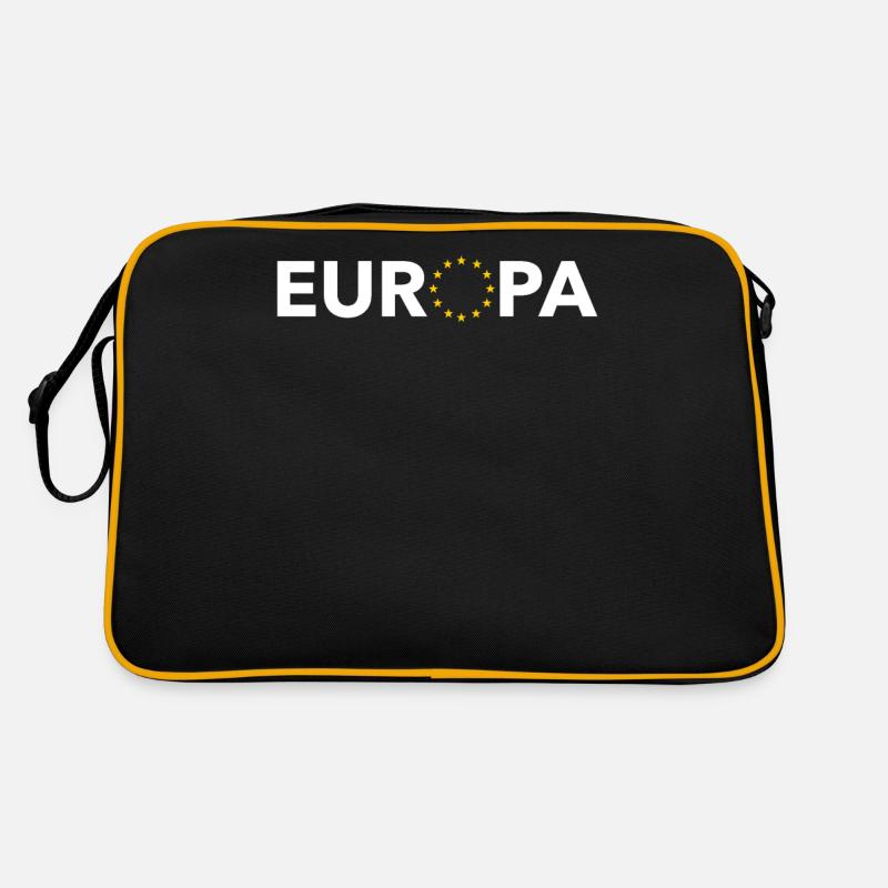 Europa mit Sternen - Retro Tasche - Schwarz/Gold