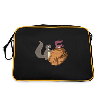 Squirrel and Nut Hazelnut Tree Nut Acorn - Retro Bag - black/gold - Back