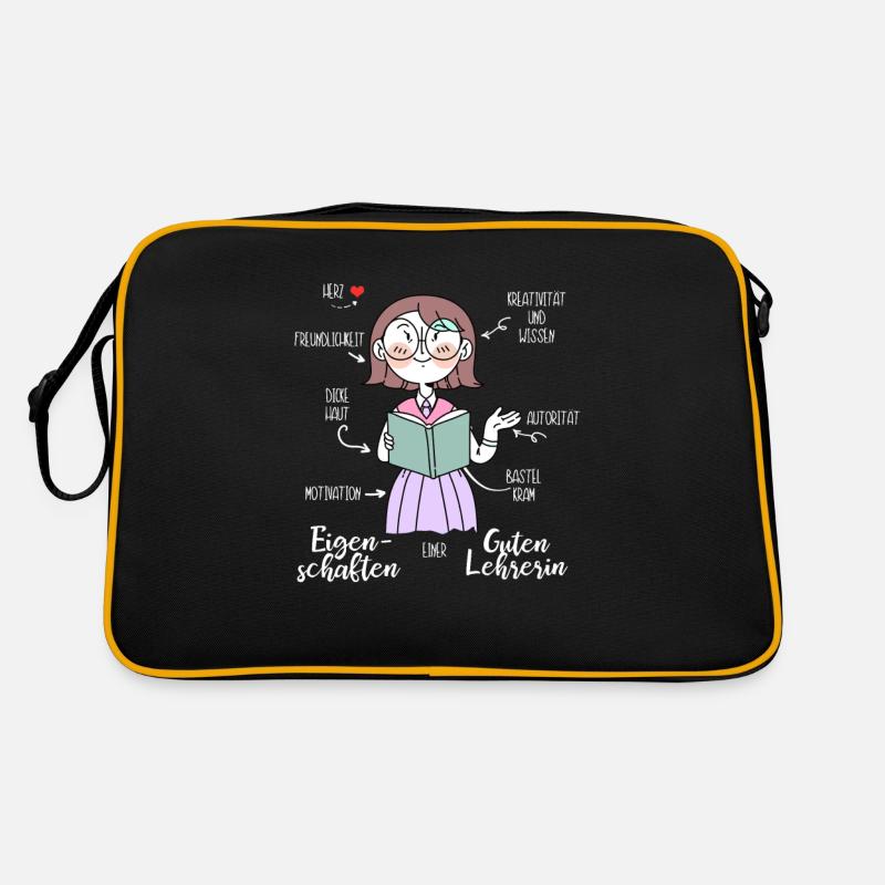Lehrerin Pädagogin Schule Unterricht Kind Geschenk - Retro Tasche - Schwarz/Gold