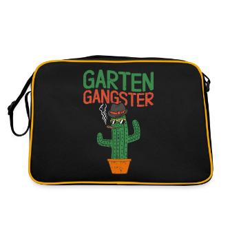 Garten Gangster Gartenbau Kaktus Gärtner Geschenk - Retro Tasche - Schwarz/Gold - Hinten
