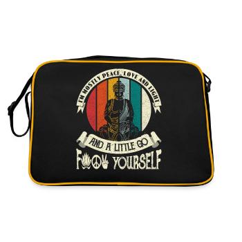 I am Mostly Peace Love And Light Yoga Meditation - Retro Tasche - Schwarz/Gold - Hinten