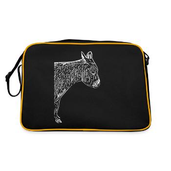 Cooler Hausesel Eselchen Langohr Grautier - Retro Tasche - Schwarz/Gold - Hinten