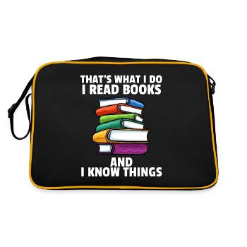 Book Reading Books Learning Bookish Gift - Retro Bag - black/gold - Back