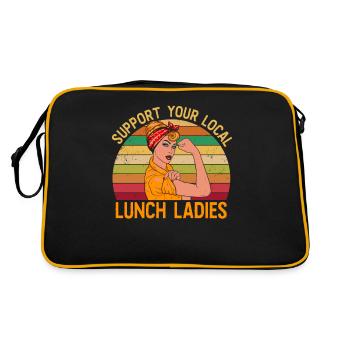 Unterstütze unsere Köchinen Shirt Pause Kantine - Retro Tasche - Schwarz/Gold - Hinten