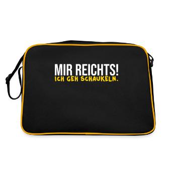 Mir reichts! Ich geh schaukeln. - Retro Tasche - Schwarz/Gold - Hinten