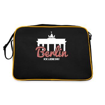 Berlin Ick liebe dir | Berliner Schnauze, Dialekt - Retro Tasche - Schwarz/Gold - Hinten