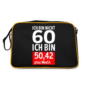 60 Jahre Plus MwSt 60. Geburtstag Spruch Geschenk - Retro Tasche - Schwarz/Gold - Hinten