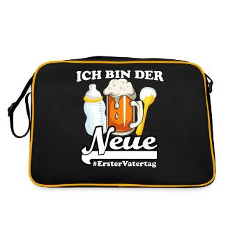 Erster Vatertag - Retro Tasche - Schwarz/Gold - Hinten