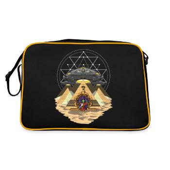 Space Alien Abduction Anunnaki Egyptian Pyramids - Retro Bag - black/gold - Back