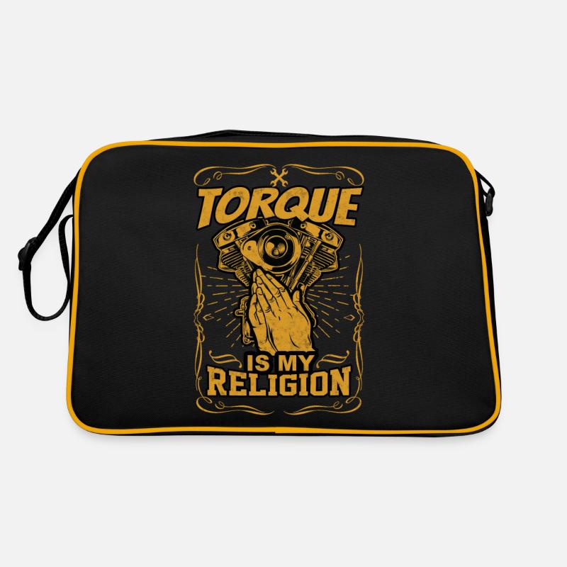Chopper Motorrad Shovelhead Biker - Retro Tasche - Schwarz/Gold