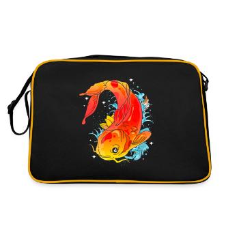 Koi poissons carpes Nishikigoi Kohaku Asagi cadeau - Sac Retro - noir/or - Dos
