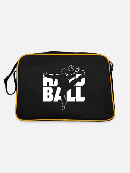 Handball Torwart Sporthalle Mannschaft Geschenk - Retro Tasche - Schwarz/Gold - Hinten
