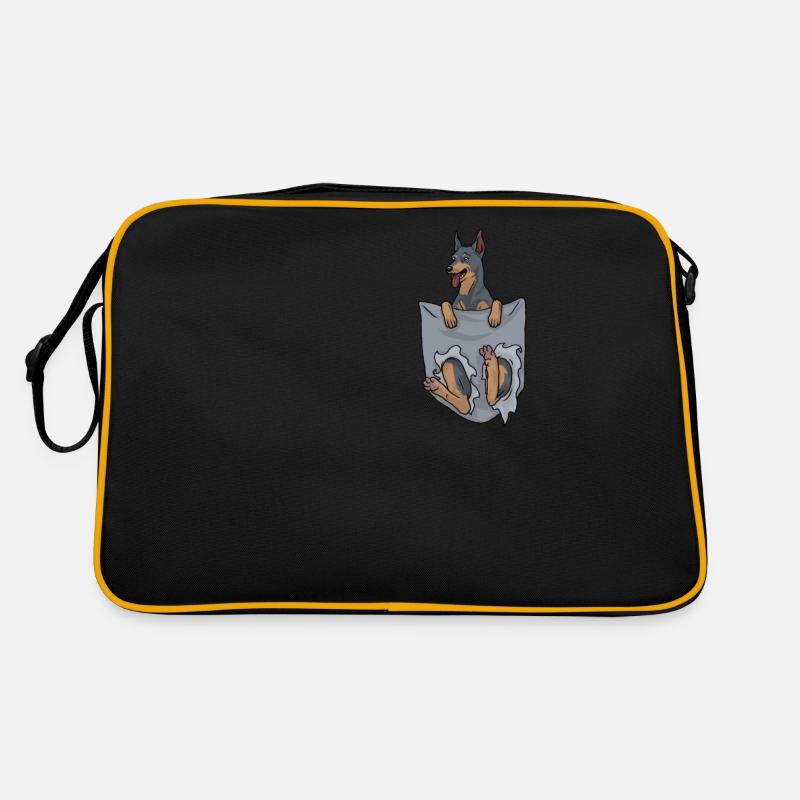 Doberman dans le cadeau d'amant de chien de poche de poitrine Sac Retro