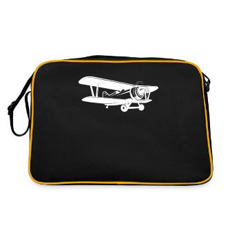 Airplane Propeller Biplane T-Shirt - Retro Bag - black/gold - Back